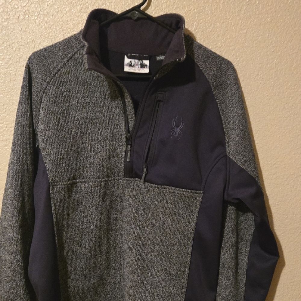 Spyder Men’s 1/4 Zip Fleece Pullover – Gray/Black